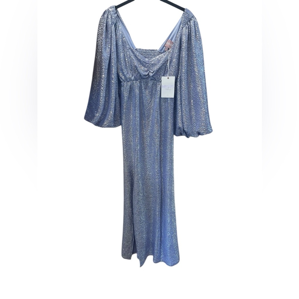 Show Me Your MuMu Shimmering Blue Midi Dress